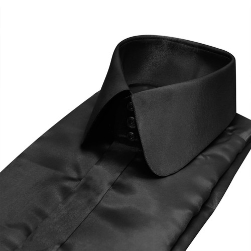 Camicia uomo nera raso - , bottoni